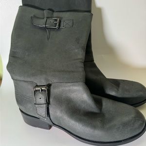 Cole Haan Nike Air Leora Black Leather Moto Boot Size 10